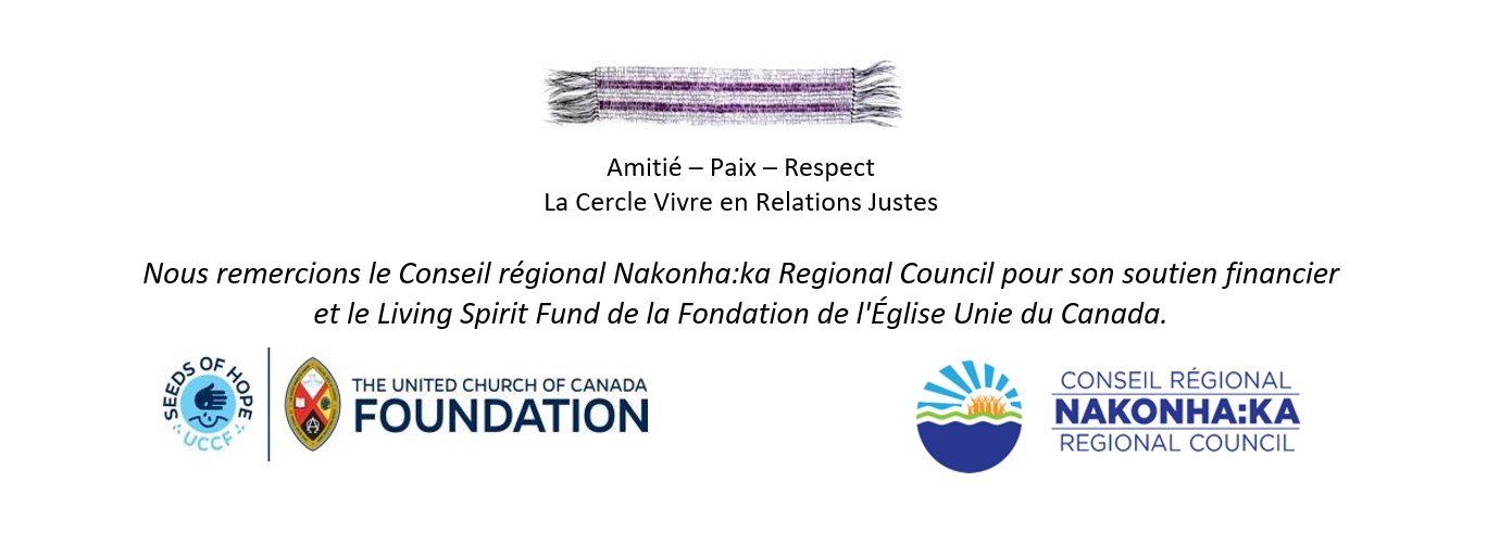remerciements au fondation de l'Église Unie du Canada et Conseil régional Nakonha:ka