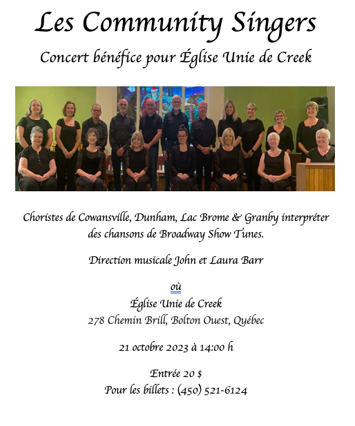 Community Singers Concert (Benefit of Creek United Church)