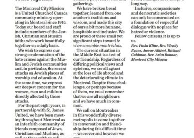 Letter to Montreal Gazette