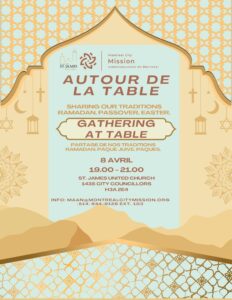 poster for Gathering at Table event April 8, 2024