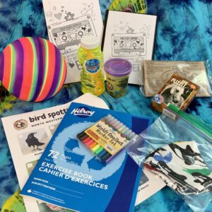 a collection of supplies and games for summer activities for youth