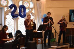 Rick Goldman`s Bagg St. Klezmer Band at celebration 20th anniversary of Just Solutions (Montreal City Mission)