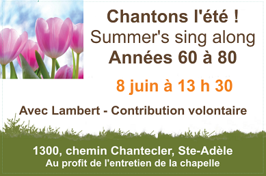 Chantons l'été! Summer Sing Along Église Unie de Sainte-Adèle 13 h 30 2024-06-08