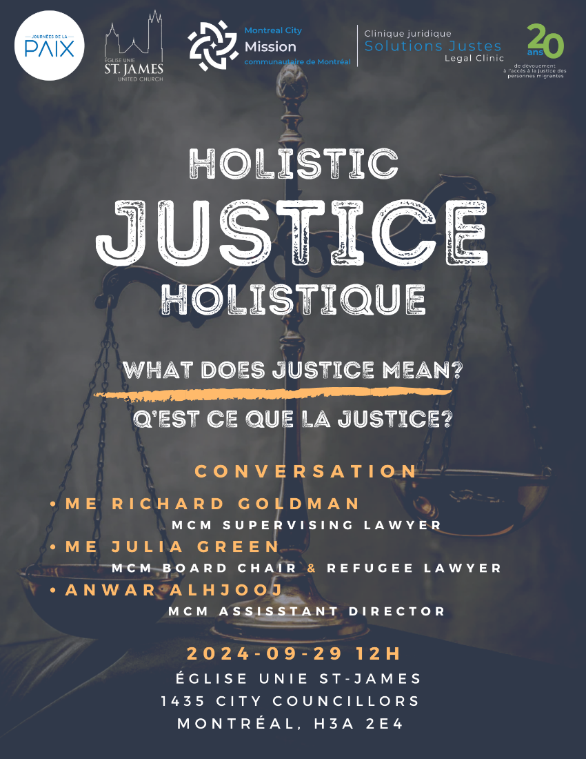 poster for holistic justice event